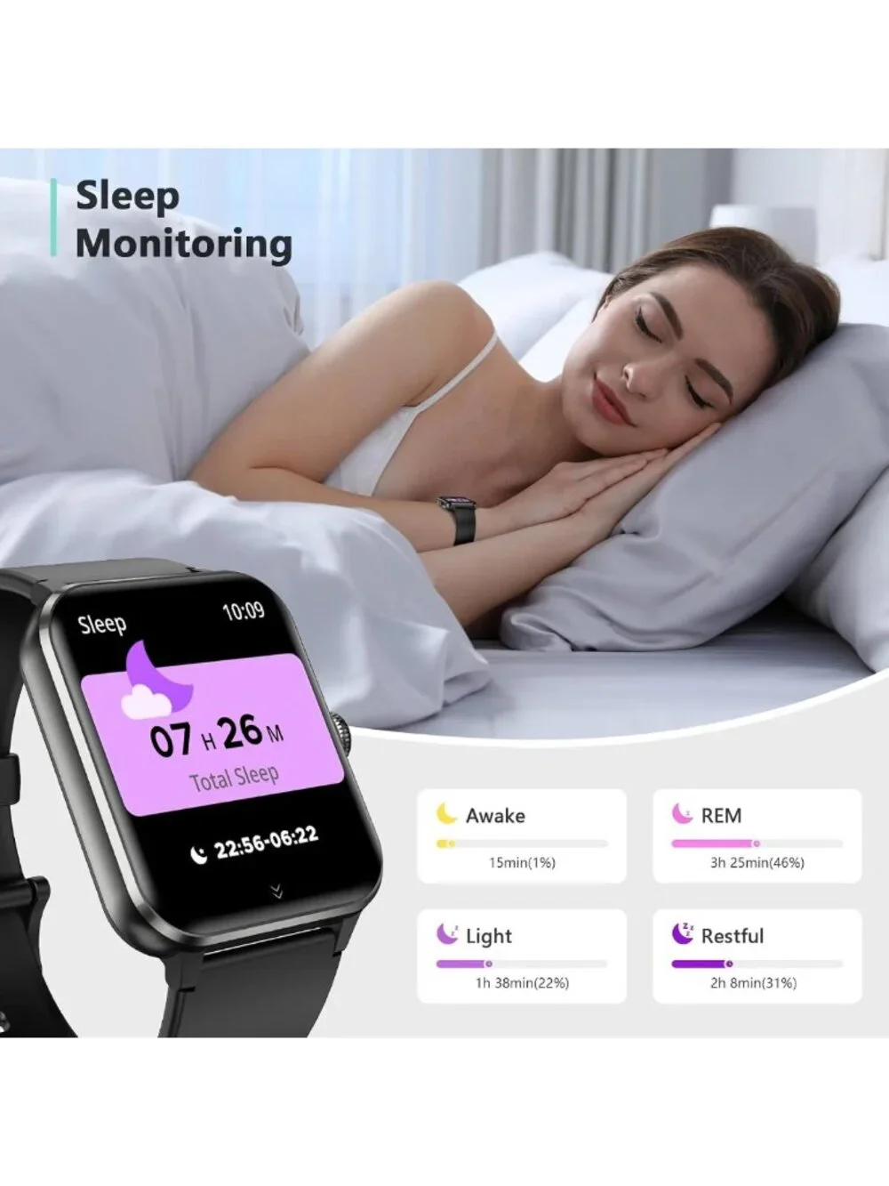Smart Fitness Watch with Call Function, Heart Rate Monitor, 100+ Sports Modes